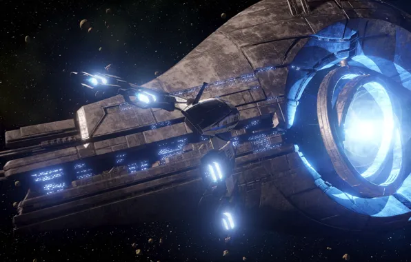 Blue, space station, star citizen, Plasma core, Pc gaming