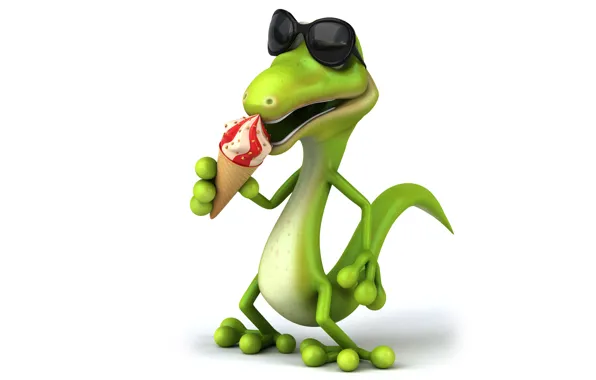 Картинка character, funny, ice cream, reptile