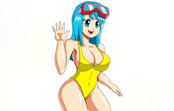 Girl, sexy, cleavage, long hair, boobs, anime, blue eyes, beautiful