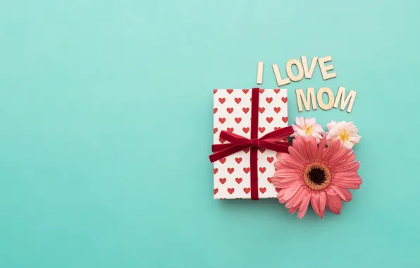 Картинка цветок, праздник, подарок, Love, love, happy, мама, box