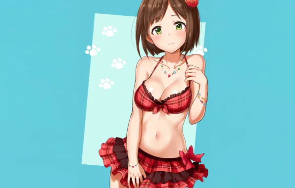 Girl, sexy, cleavage, boobs, anime, beautiful, short hair, pretty