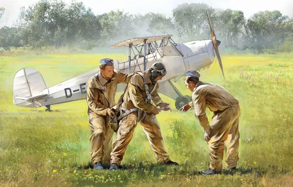 Германия, люфтваффе, German Luftwaffe Cadets, Fw.44, немецкие летчики