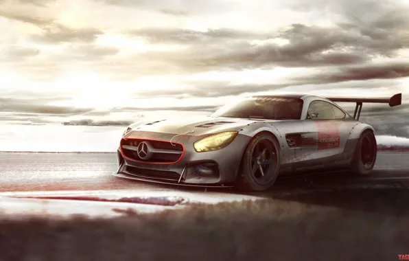 Mercedes-Benz, Авто, Рисунок, Машина, Mercedes, Арт, AMG, SLS