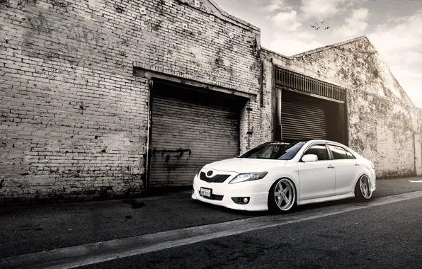 Тюнинг, белая, white, toyota, тойота, camry, камри, stance