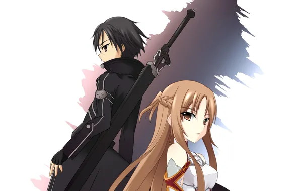 Девушка, anime, sword art online, yuuki asuna, kirito, sao, kirigaya kazuto