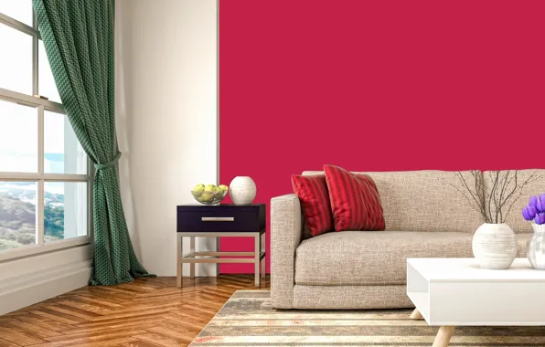 Дизайн, стиль, интерьер, позитив, гостиная, цвет ярко-бордовый, color bright maroon, Color trends of the 2023 …