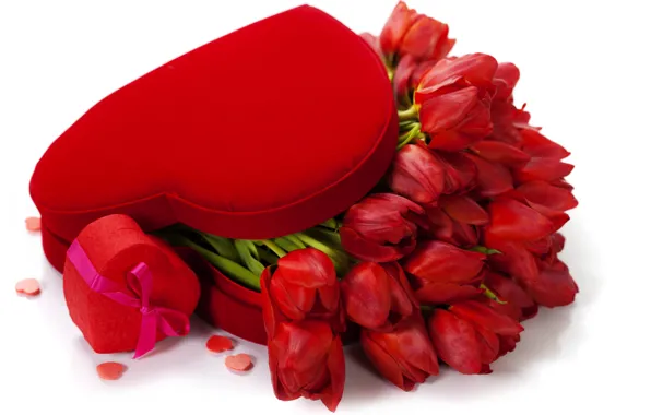 Любовь, цветы, тюльпаны, valentine's day, красные тюльпаны