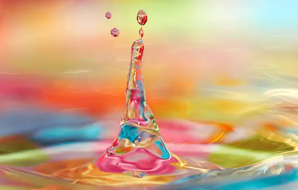 Картинка вода, капля, ярко, разноцветное