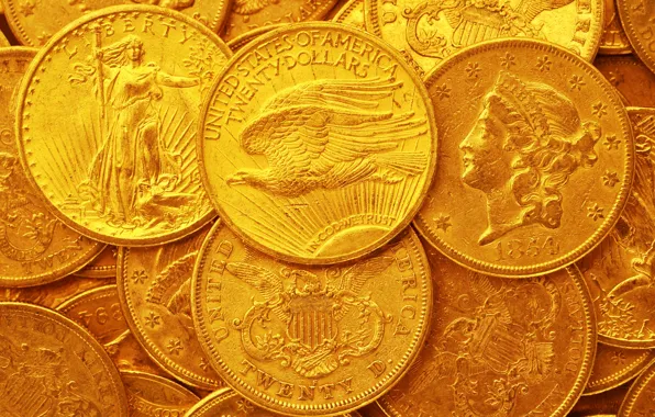 Золото, доллар, США, монеты