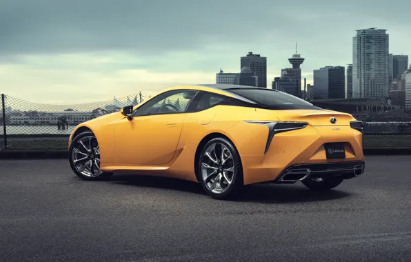 Желтый, город, фары, Lexus, колёса, LC 500, Lexus LC 500, Inspiration Series