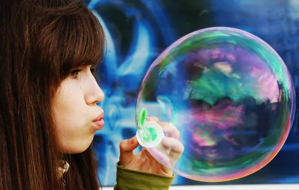 Картинка лето, девушка, шар, пузырь