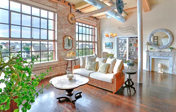 Дизайн, стиль, комната, интерьер, гостиная, Massachusetts, Loft