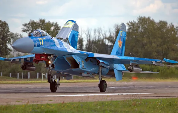Картинка Су-27, ОКБ Сухого, истребитель четвёртого поколения, ВВС Казахстана, советский/российский многоцелевой всепогодный
