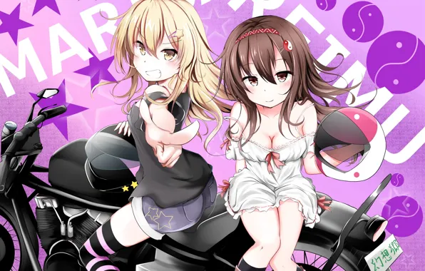 Девушки, Мотоцикл, Touhou, Тохо, Тоухоу