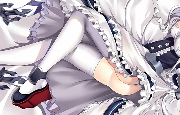 Widescreen, girl, sexy, ass, thighhighs, erect nipples, long hair, dress
