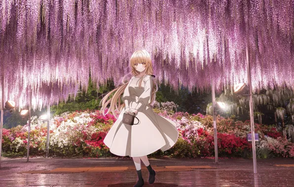 Девушка, вечер, глициния, Otonari no Tenshi-sama ni Itsunomanika Dame Ningen, Mahiru Shiina