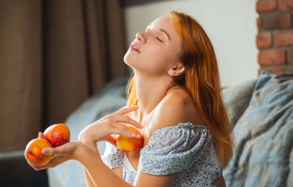 Long hair, model, redhead, gorgeous, photoshoot, posing, peaches, beautiful face