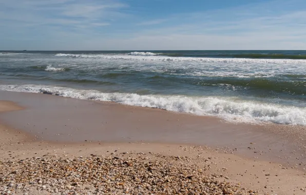 Картинка песок, море, волны, пляж, лето, берег, summer, beach