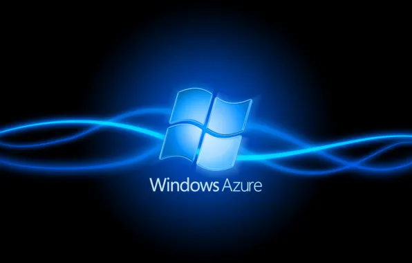 Windows, черный фон, синий эффект, azure