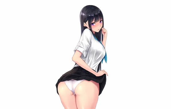 Girl, sexy, lingerie, ass, pantsu, school uniform, panties, long hair