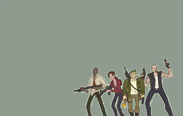 Картинка оружие, люди, минимализм, пушки, Left 4 Dead, Коктейль Молотова