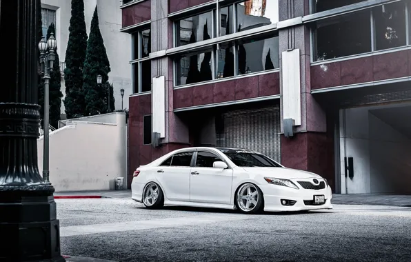 Белая, white, toyota, тойота, camry, камри, stance