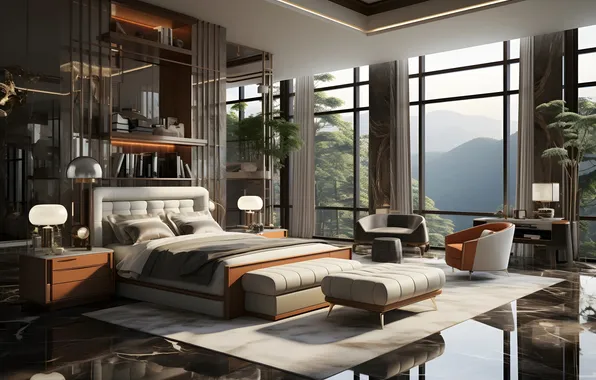 Дизайн, стиль, комната, вилла, интерьер, спальня, загородный дом, Modern Luxury Bedroom Design