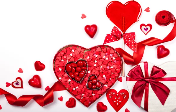 Романтика, сердечки, love, rose, бант, heart, romantic, Valentine's Day