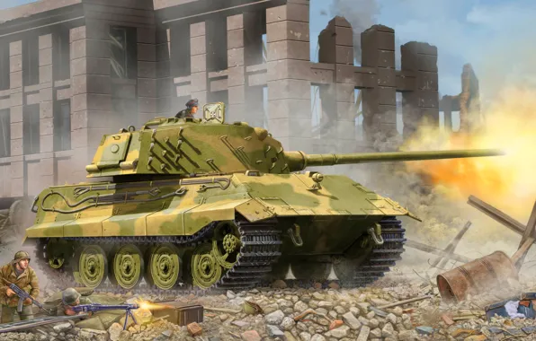 Картинка war, art, painting, tank, ww2, E-75 tank