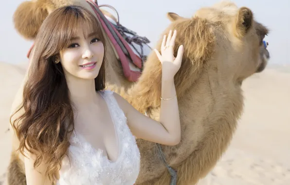 Desert, animals, girls