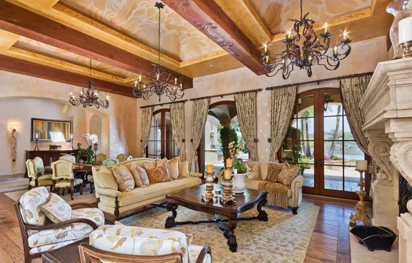 Wooden, living room, home, luxury
