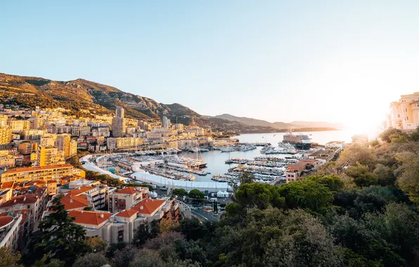 Monaco, coast, sun, boats, yachts, bay, harbor, marina