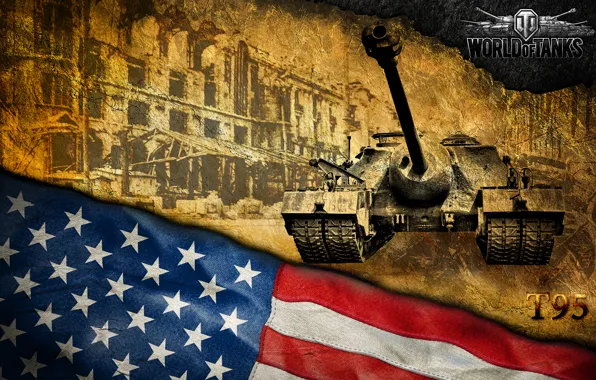 Картинка Америка, танки, WoT, World of Tanks, ПТ-САУ, Т95