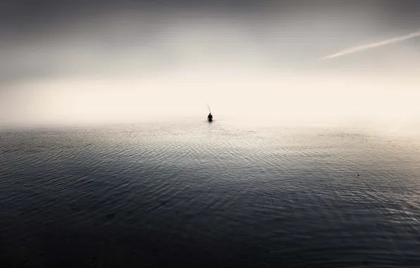 Картинка море, человек, минимализм