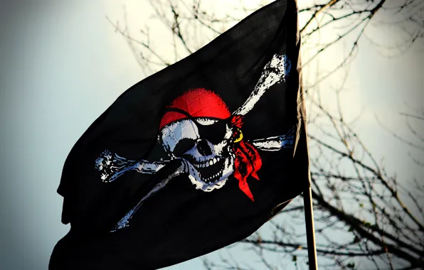 Картинка флаг, веселый роджер, пират, череп