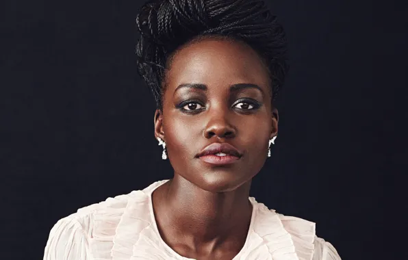 Взгляд, лицо, красота, актриса, губы, черная, афро, lupita nyong'o