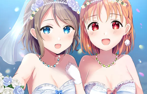 Girl, sexy, cleavage, dress, boobs, anime, beautiful, short hair