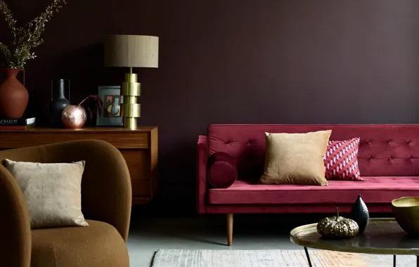 Дизайн, стиль, лампа, интерьер, кресло, софа, гостиная, Color trends of the 2023 year