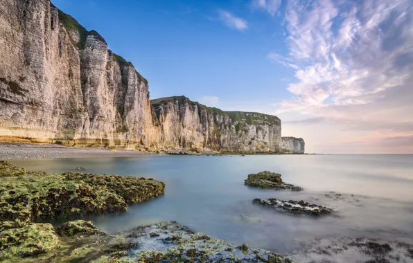 Картинка море, природа, скалы, Франция, Нормандия