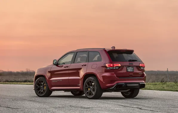 Закат, вечер, вид сзади, 2018, Hennessey, Jeep, Grand Cherokee, Trackhawk