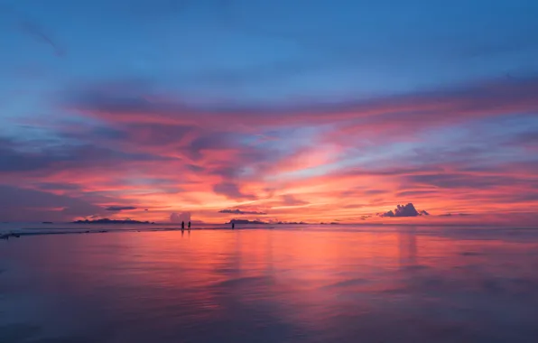 Море, пляж, небо, закат, beach, sky, sea, sunset