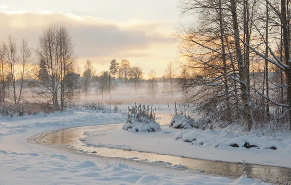 Картинка Зима, Снег, Мороз, Winter, Frost, Snow, River