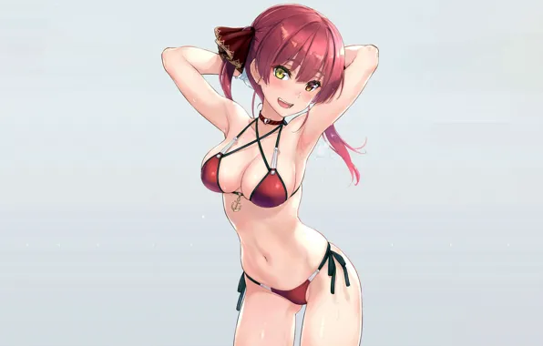 Girl, sexy, long hair, boobs, anime, beautiful, pretty, redhead
