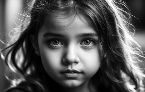 Картинка Monochrome, Cute, Cute Girl, Portrait, Closeup, AI art