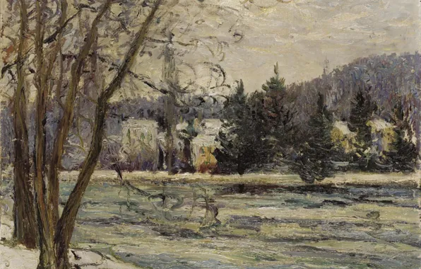 Пейзаж, картина, 1897, Maxime Maufra, Максим Мофра, Лёд на Пруду в Виль-д'Авре