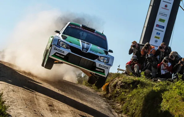 Картинка Пыль, Прыжок, WRC, Rally, Skoda, Fabia