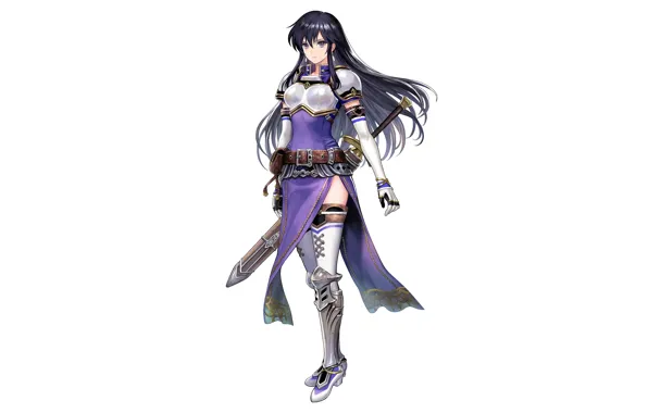 Girl, sword, sexy, cleavage, thighhighs, long hair, dress, boobs