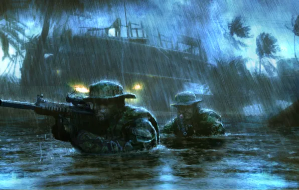 Картинка дождь, болото, солдаты, медаль за отвагу, Medal of Honor Warfighter