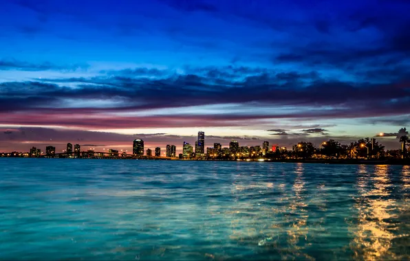 Картинка ночь, город, Miami