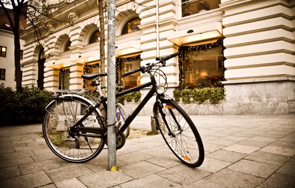 Картинка велосипед, улица, тротуар, street, витрины, Bicycle